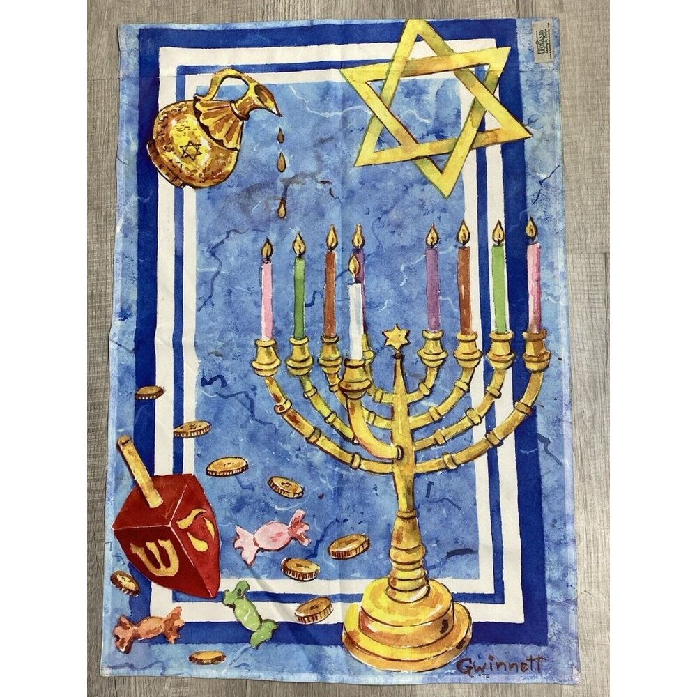 Toland Large House Flag Chanukah Menorah Candles Star Of David 24x36”Made USA